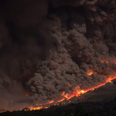 aerial photo of wildfire